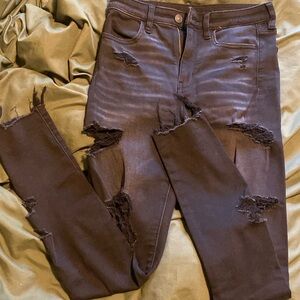 Worn once American eagle black torn jeans
